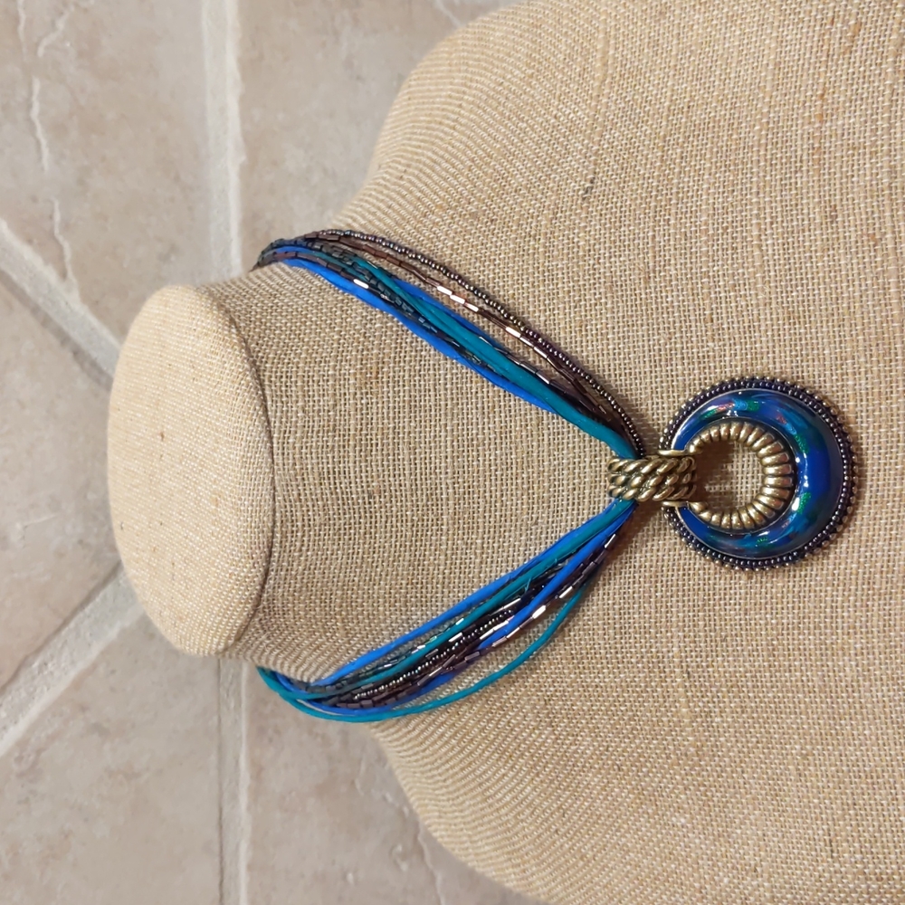 3 for $30 Chicos Fashion Jewelry Necklace Purple Blue Gold Multi-Strand Pendant
